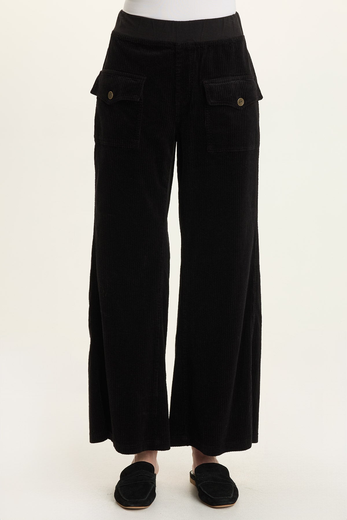 Wearables Veera Corduroy Wide-Leg Black - XCVI