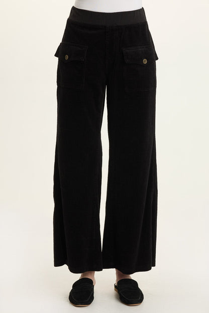 Wearables Veera Corduroy Wide-Leg Black - XCVI