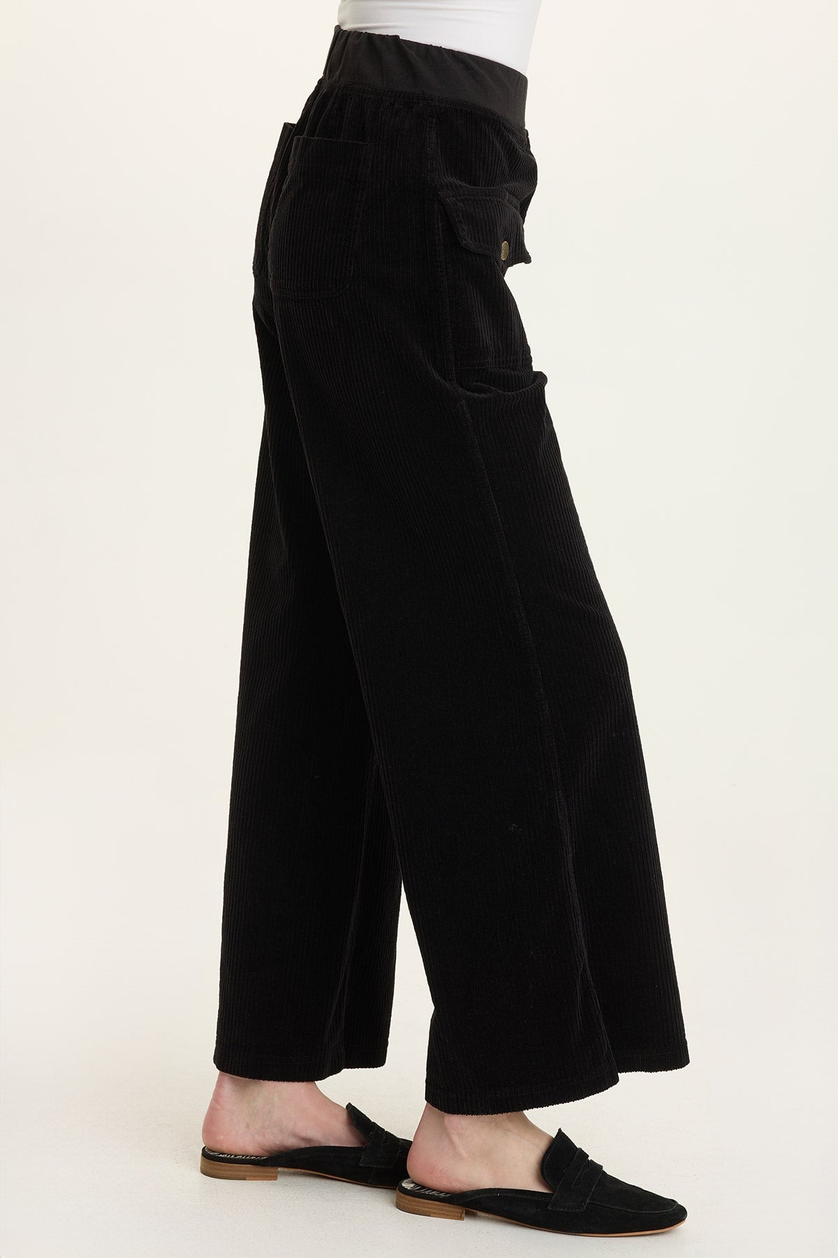 Wearables Veera Corduroy Wide-Leg Black - XCVI
