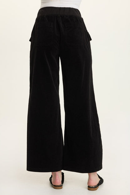 Wearables Veera Corduroy Wide-Leg Black - XCVI