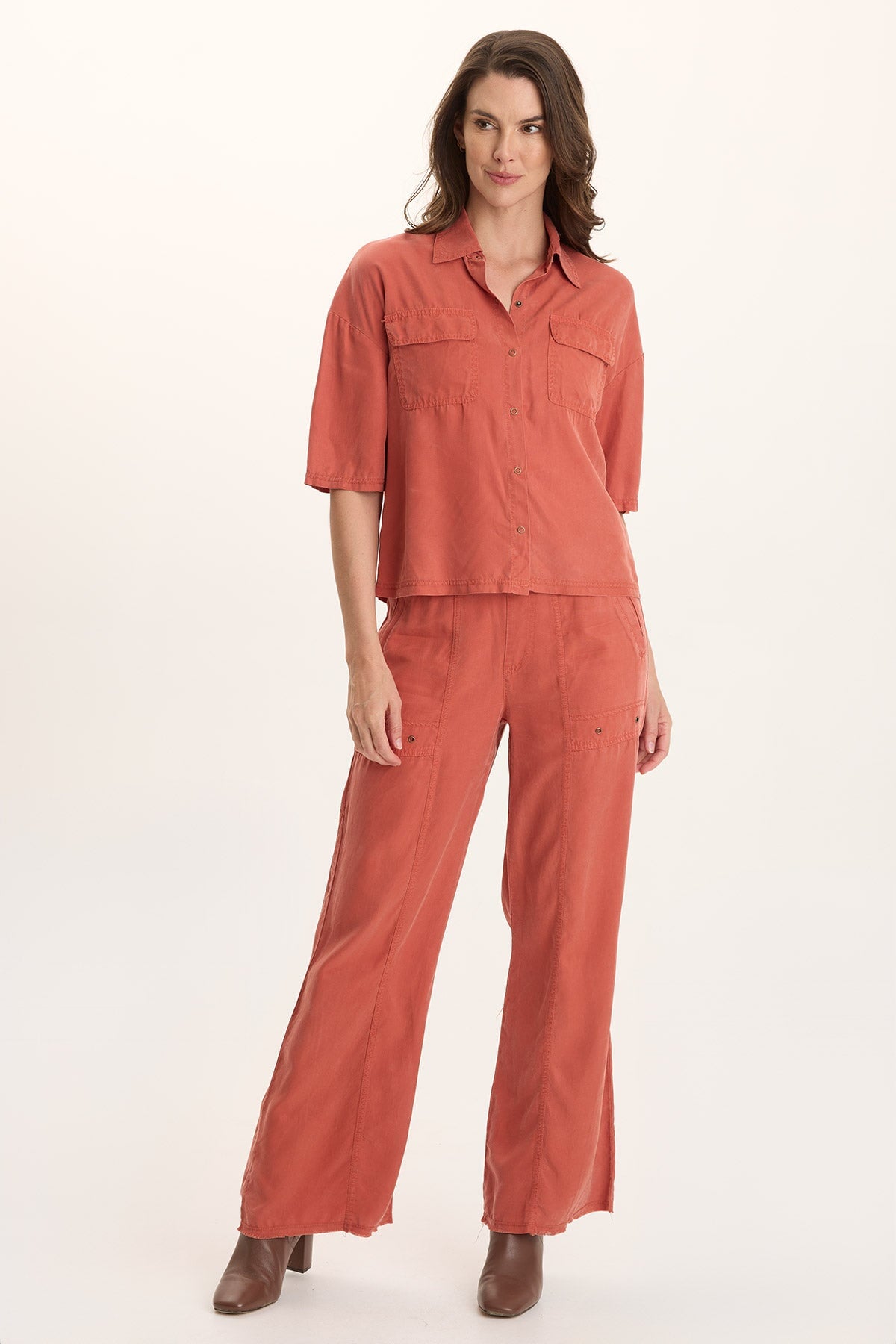 Schyler Soft Twill Wide-Leg Pant Papaver - XCVI