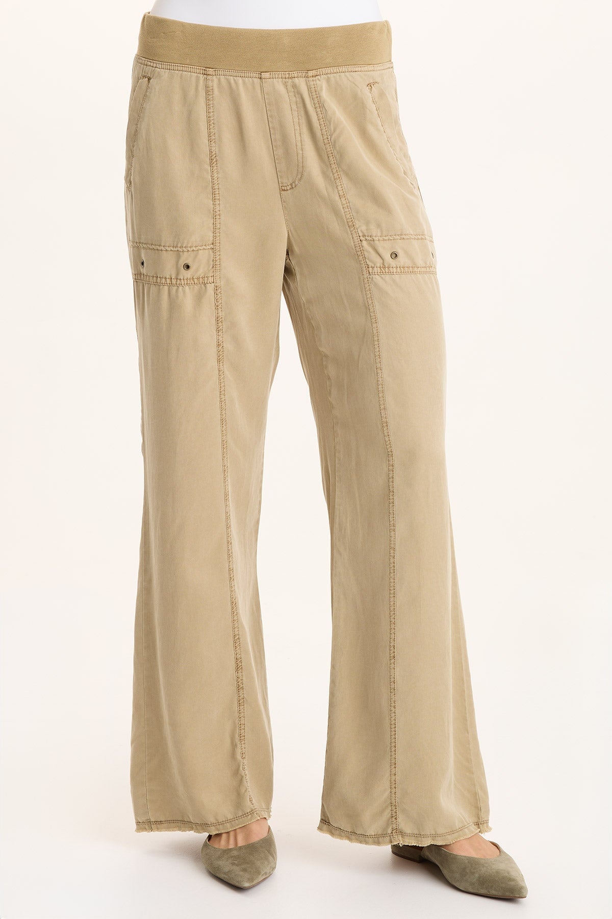Schyler Soft Twill Wide-Leg Pant Plateau Pigment - XCVI