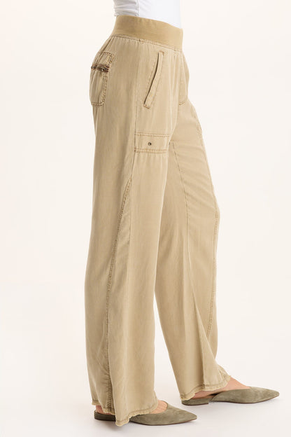 Schyler Soft Twill Wide-Leg Pant Plateau Pigment - XCVI