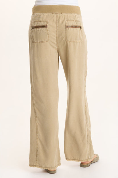 Schyler Soft Twill Wide-Leg Pant Plateau Pigment - XCVI