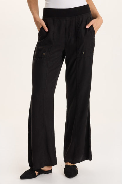 Schyler Soft Twill Wide-Leg Pant Black - XCVI