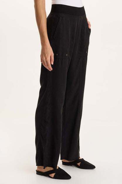 Schyler Soft Twill Wide-Leg Pant Black - XCVI