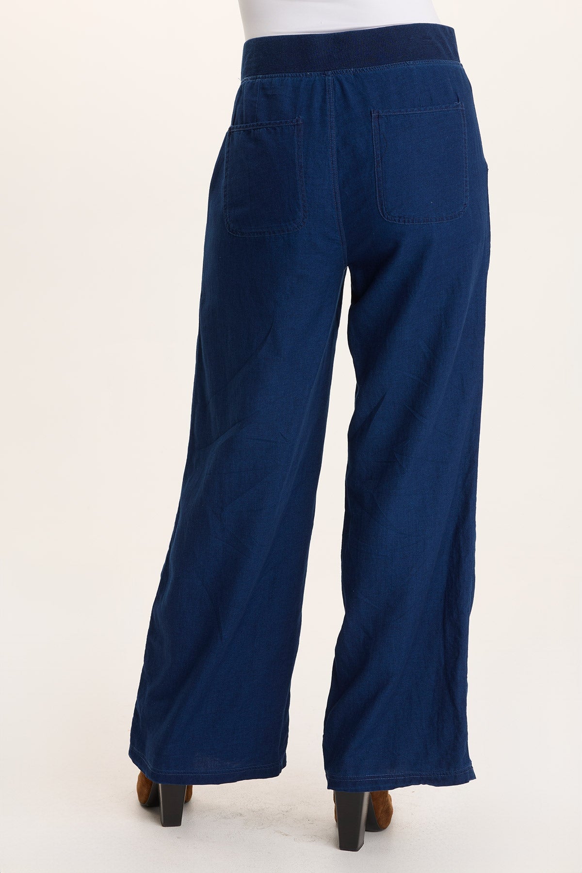 Arvid Indigo Twill Mock-Denim Wide-Leg Pull-On Pant Sluice Wash - XCVI