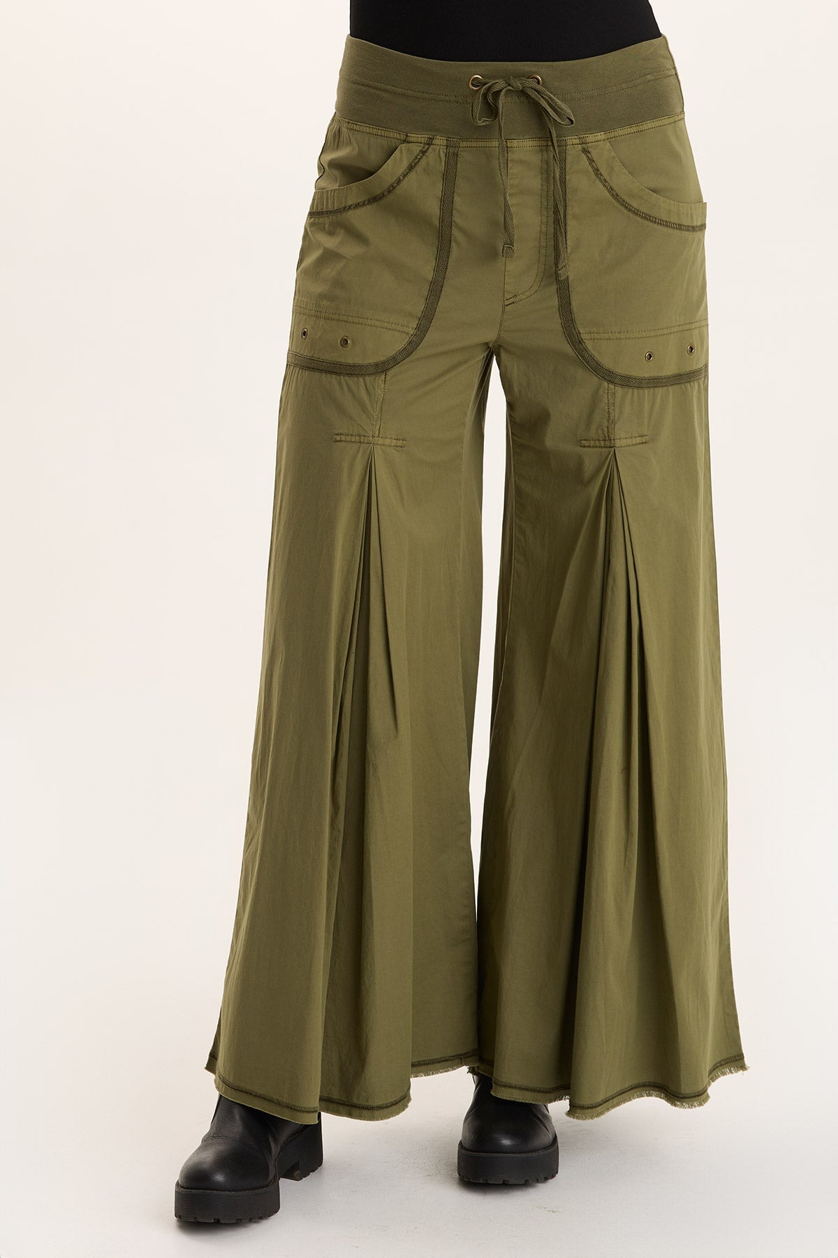 Nevins Ultra Wide Leg Drawstring Pant Thicket Pigment - XCVI