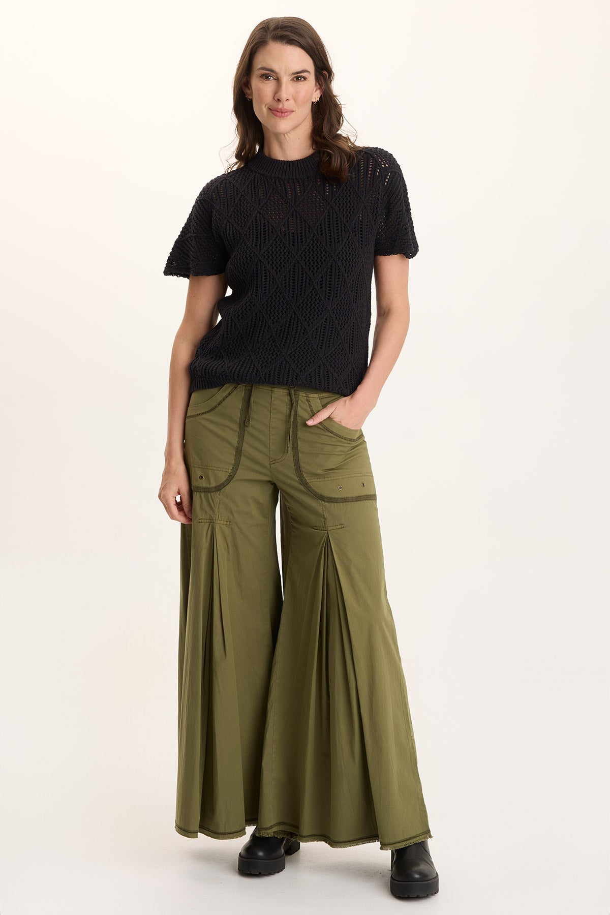 Nevins Ultra Wide Leg Drawstring Pant Thicket Pigment - XCVI