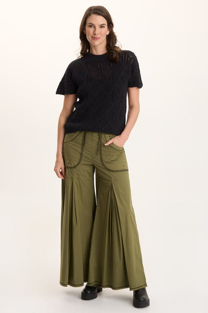 Nevins Ultra Wide Leg Drawstring Pant Thicket Pigment - XCVI