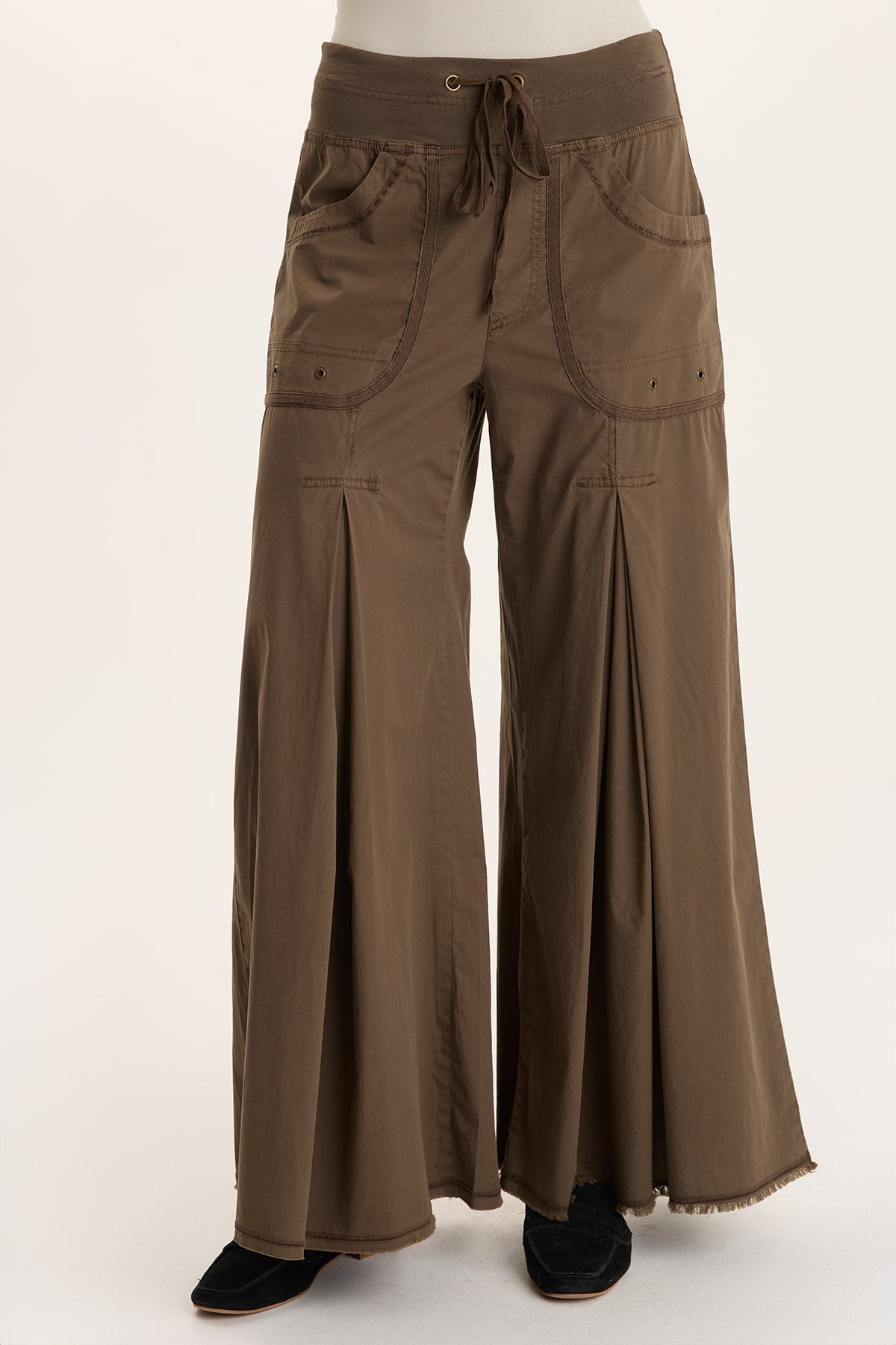Nevins Ultra Wide Leg Drawstring Pant Oak Creek Pigment - XCVI