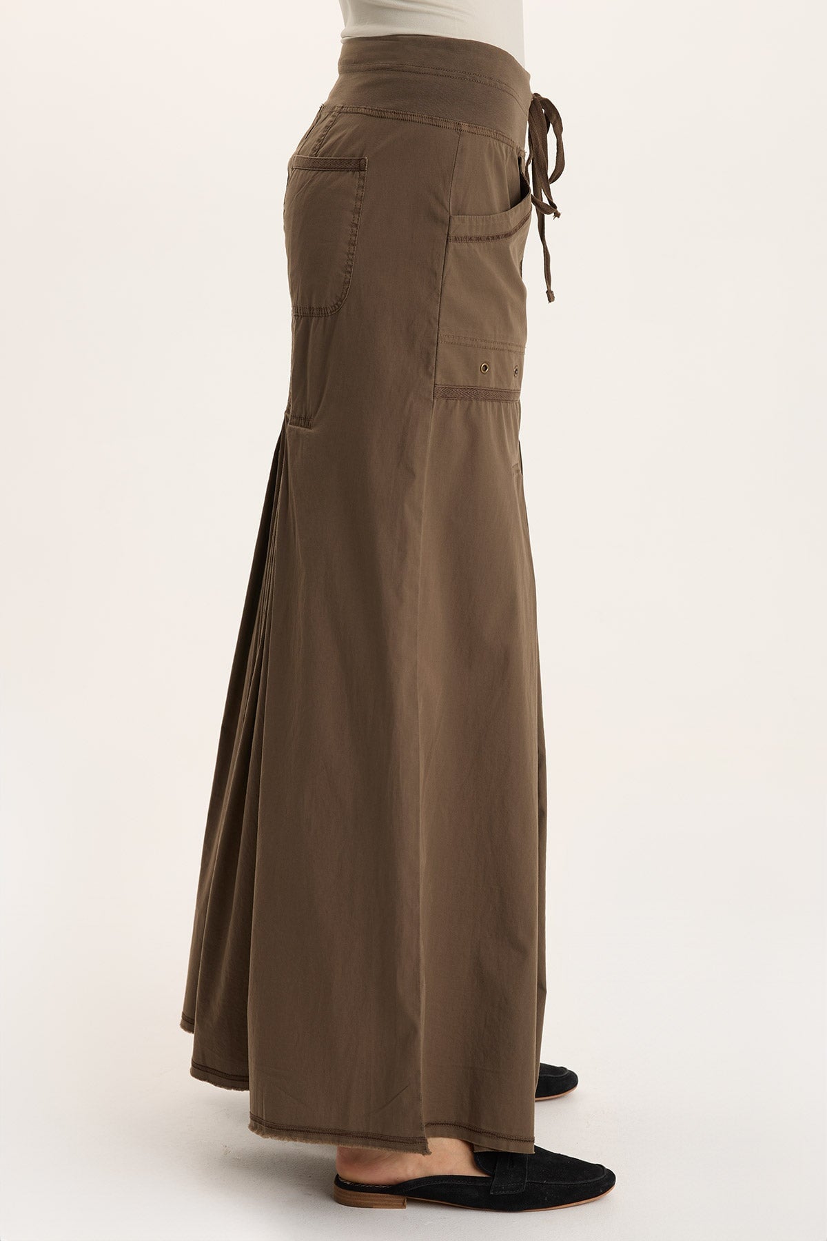 Nevins Ultra Wide Leg Drawstring Pant Oak Creek Pigment - XCVI