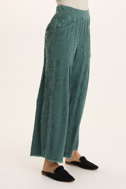 Twaina Textured Satin Pull-On Wide-Leg Pant Ocean Storm Pigment - XCVI
