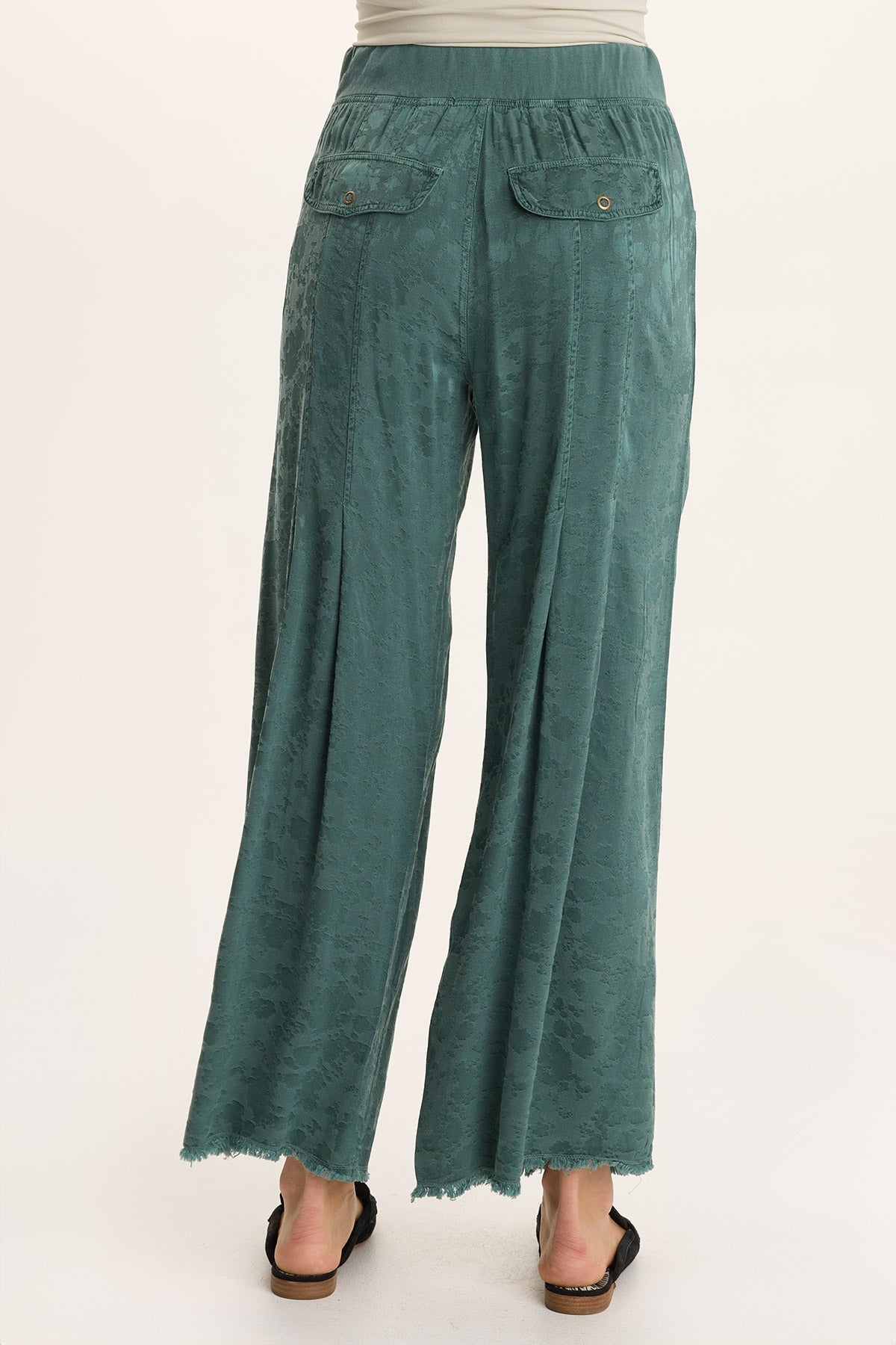 Twaina Textured Satin Pull-On Wide-Leg Pant Ocean Storm Pigment - XCVI