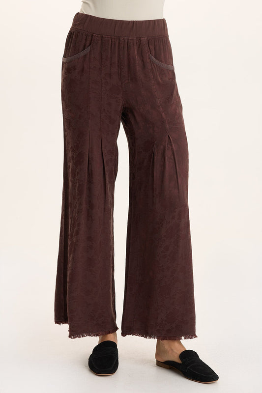 Twaina Textured Satin Pull-On Wide-Leg Pant Bistro Pigment - XCVI