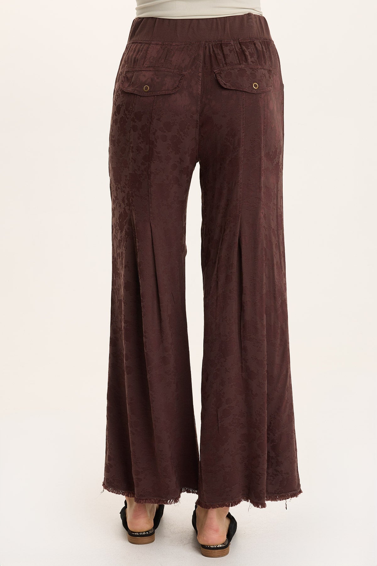 Twaina Textured Satin Pull-On Wide-Leg Pant Bistro Pigment - XCVI