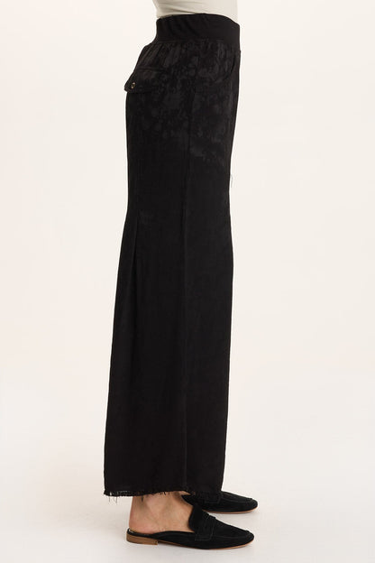 Twaina Textured Satin Pull-On Wide-Leg Pant Black - XCVI