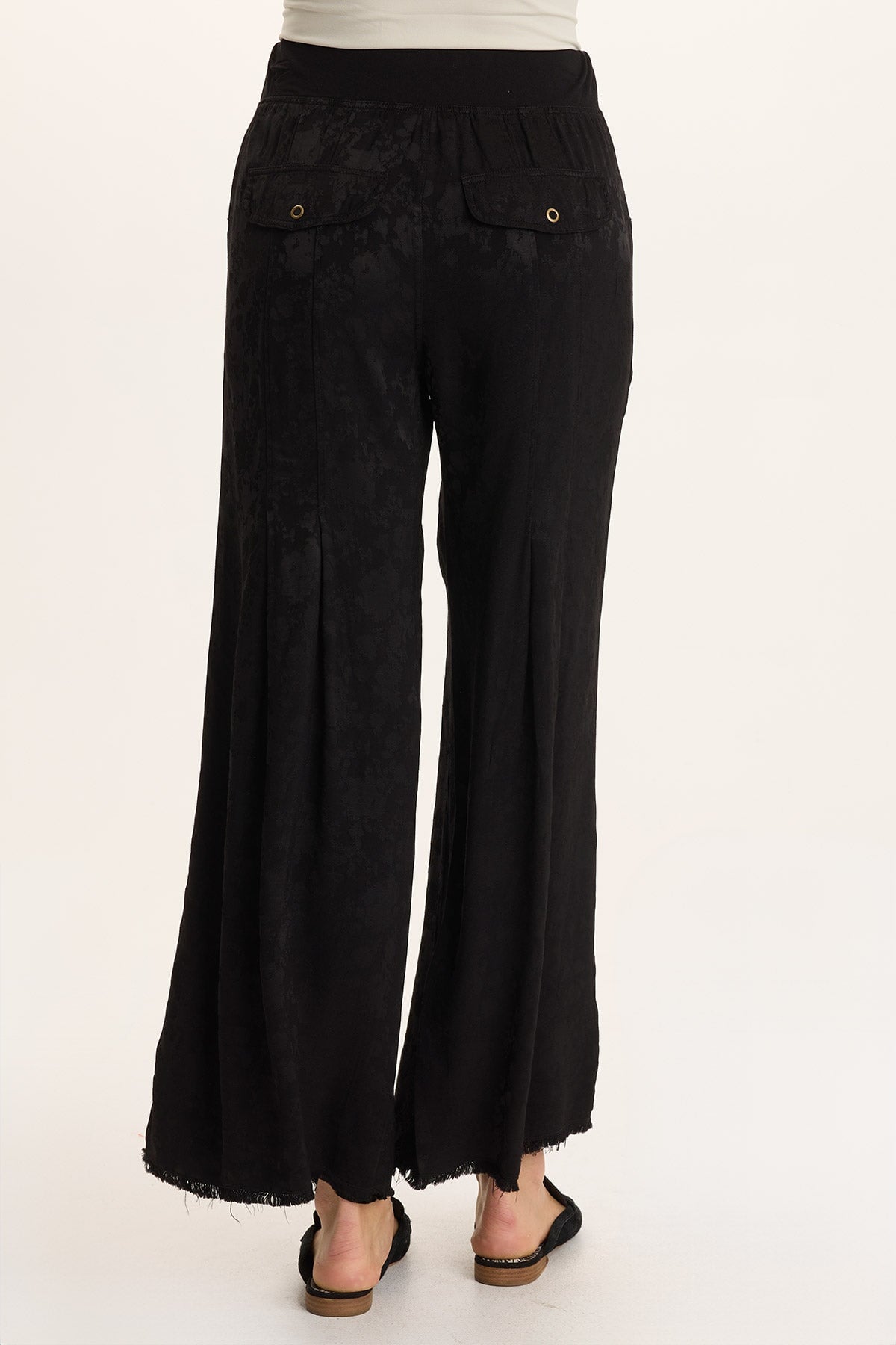 Twaina Textured Satin Pull-On Wide-Leg Pant Black - XCVI