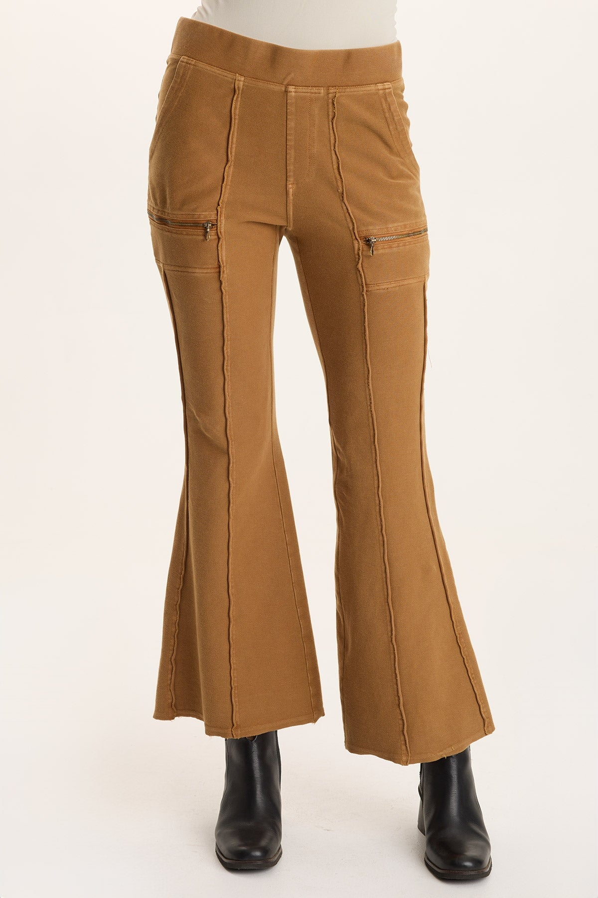 Ninian Twill Knit Stretch Pull-On Flare Pant Goldenrod Pigment - XCVI