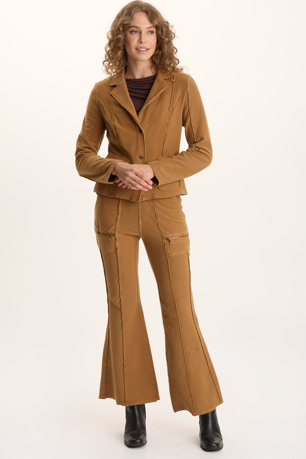 Ninian Twill Knit Stretch Pull-On Flare Pant Goldenrod Pigment - XCVI