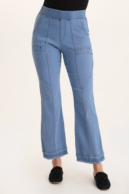 Askell Textured Jacquard Pull-On Flare Pant Blue Echo Pigment - XCVI