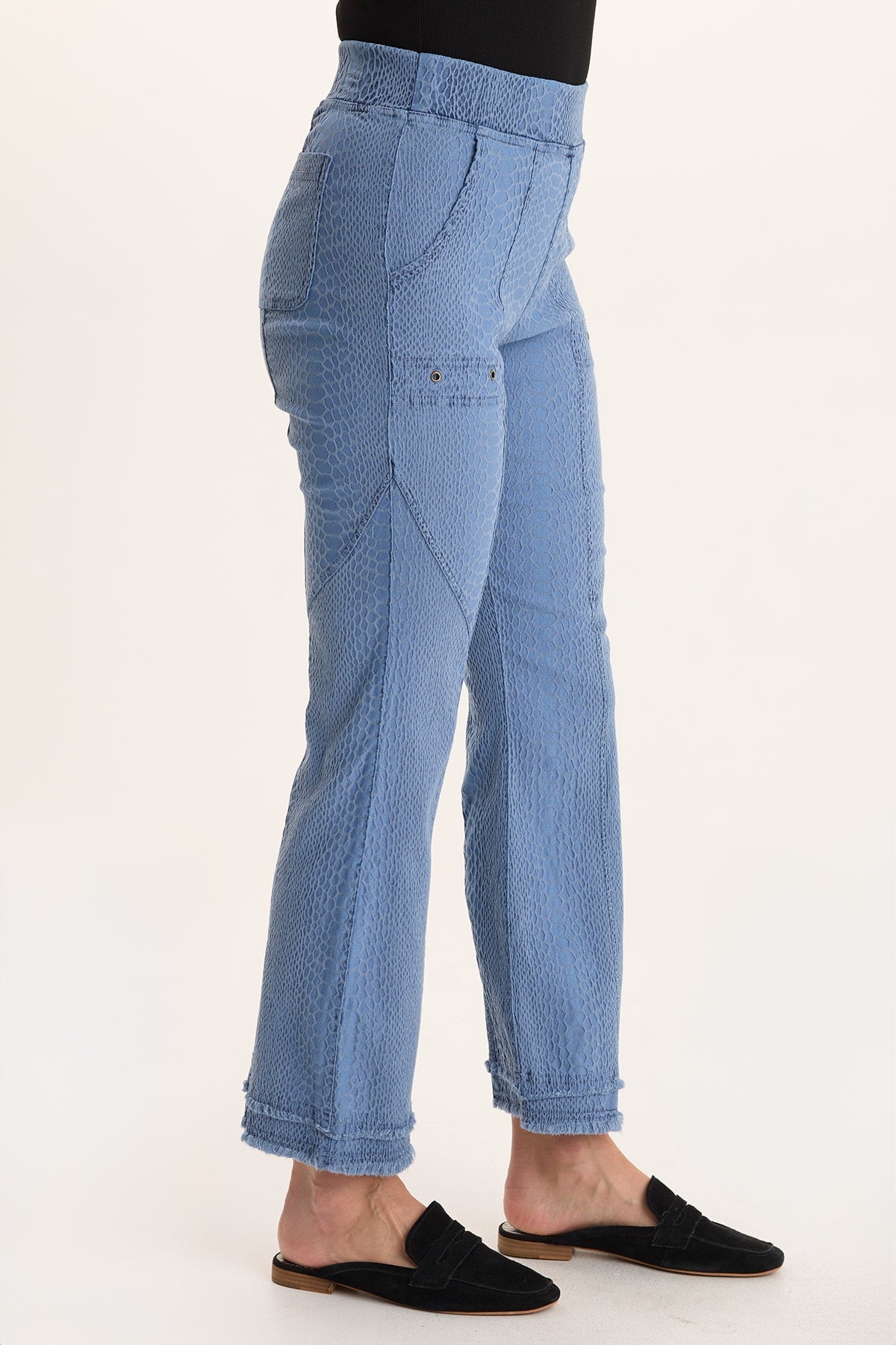 Askell Textured Jacquard Pull-On Flare Pant Blue Echo Pigment - XCVI
