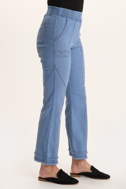 Askell Textured Jacquard Pull-On Flare Pant Blue Echo Pigment - XCVI
