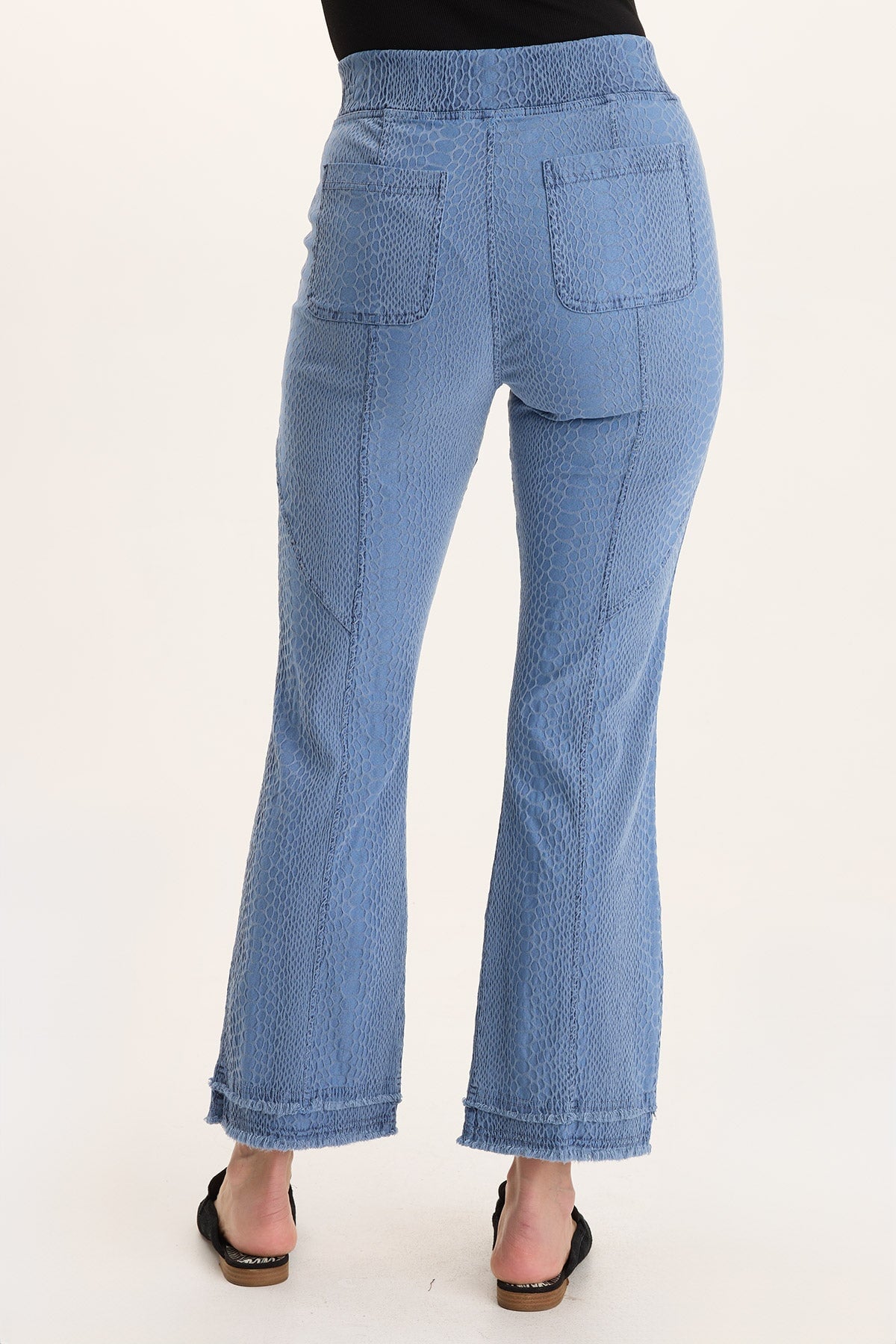 Askell Textured Jacquard Pull-On Flare Pant Blue Echo Pigment - XCVI