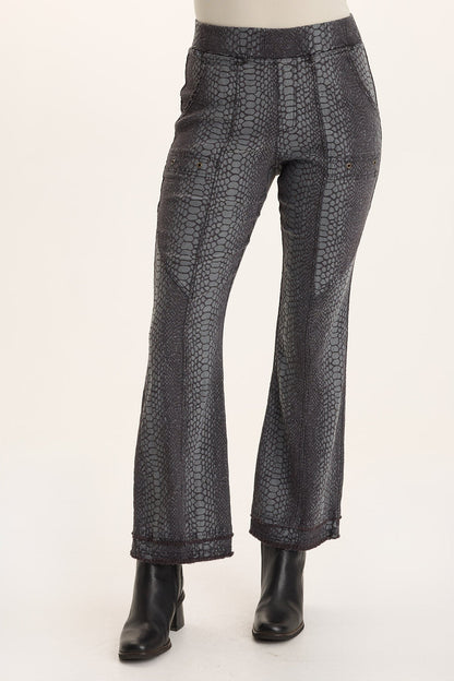 Askell Textured Jacquard Pull-On Flare Pant Ashlar - XCVI