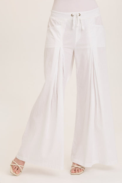 Wearables Zorba Ultra Wide Lightweight Linen Pant White - XCVI