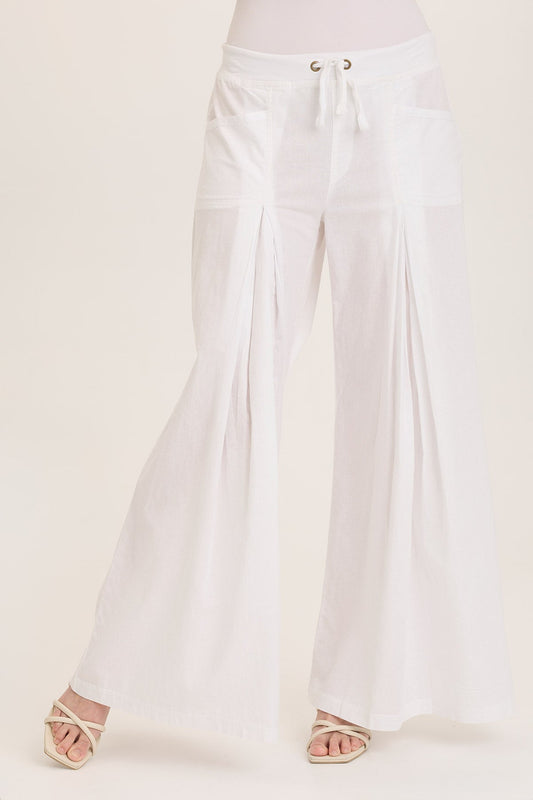 Wearables Zorba Ultra Wide Lightweight Linen Pant White - XCVI