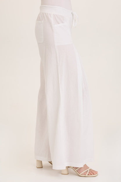 Wearables Zorba Ultra Wide Lightweight Linen Pant White - XCVI
