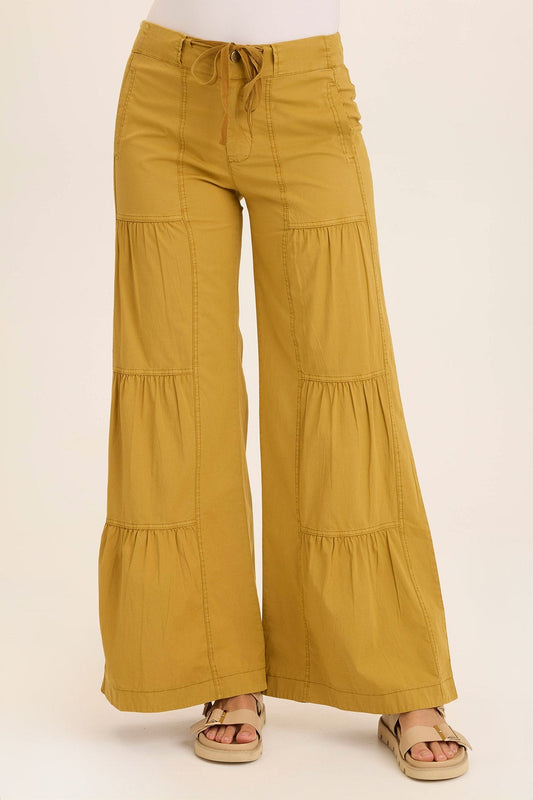 Werables Terraced Wide Leg Ruched Flare Drawstring Pant Radiance Pigment - XCVI