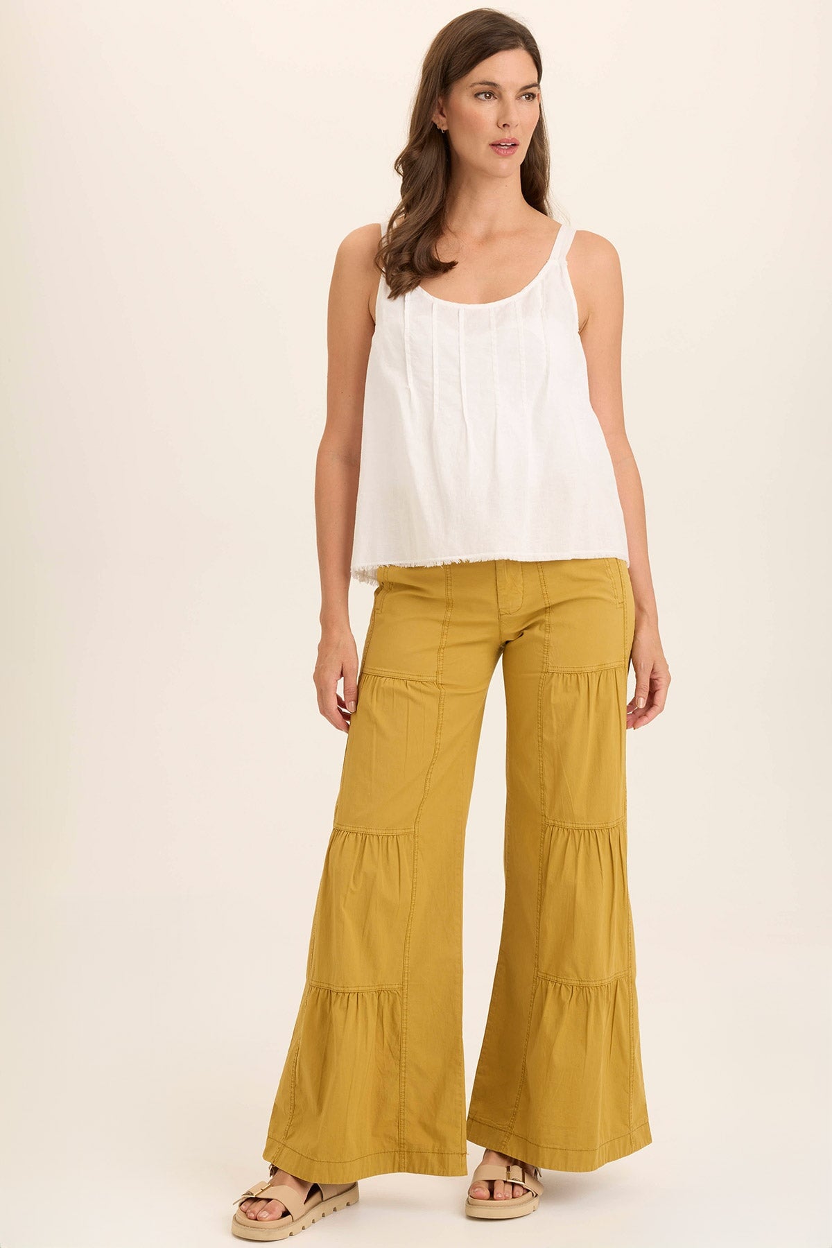 Werables Terraced Wide Leg Ruched Flare Drawstring Pant Radiance Pigment - XCVI