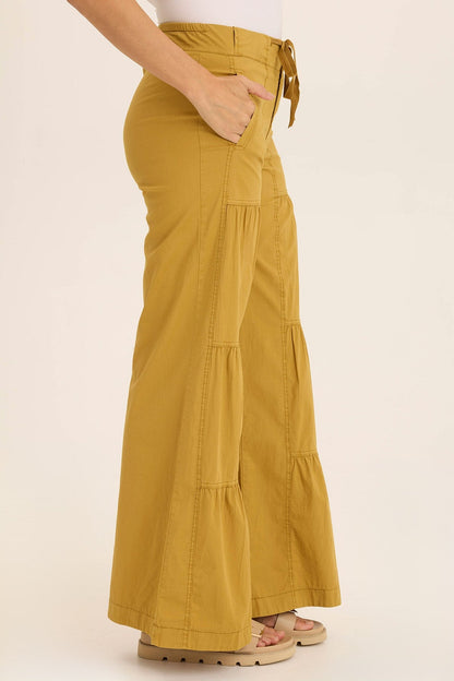 Werables Terraced Wide Leg Ruched Flare Drawstring Pant Radiance Pigment - XCVI