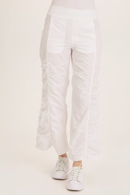 Wearables Naola Stretch Poplin Ruched Flare Gaucho Pant White - XCVI