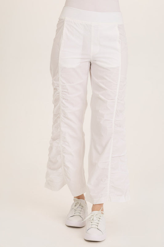 Wearables Naola Stretch Poplin Ruched Flare Gaucho Pant White - XCVI
