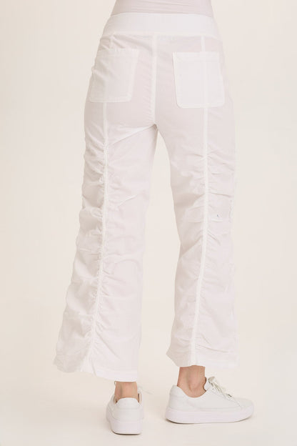 Wearables Naola Stretch Poplin Ruched Flare Gaucho Pant White - XCVI
