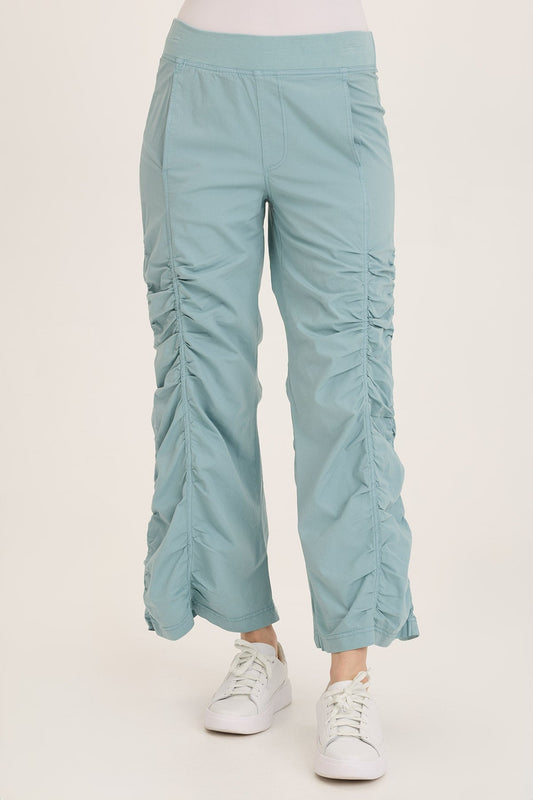 Wearables Naola Stretch Poplin Ruched Flare Gaucho Pant Ocean Front - XCVI