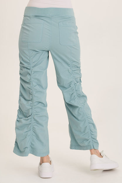 Wearables Naola Stretch Poplin Ruched Flare Gaucho Pant Ocean Front - XCVI