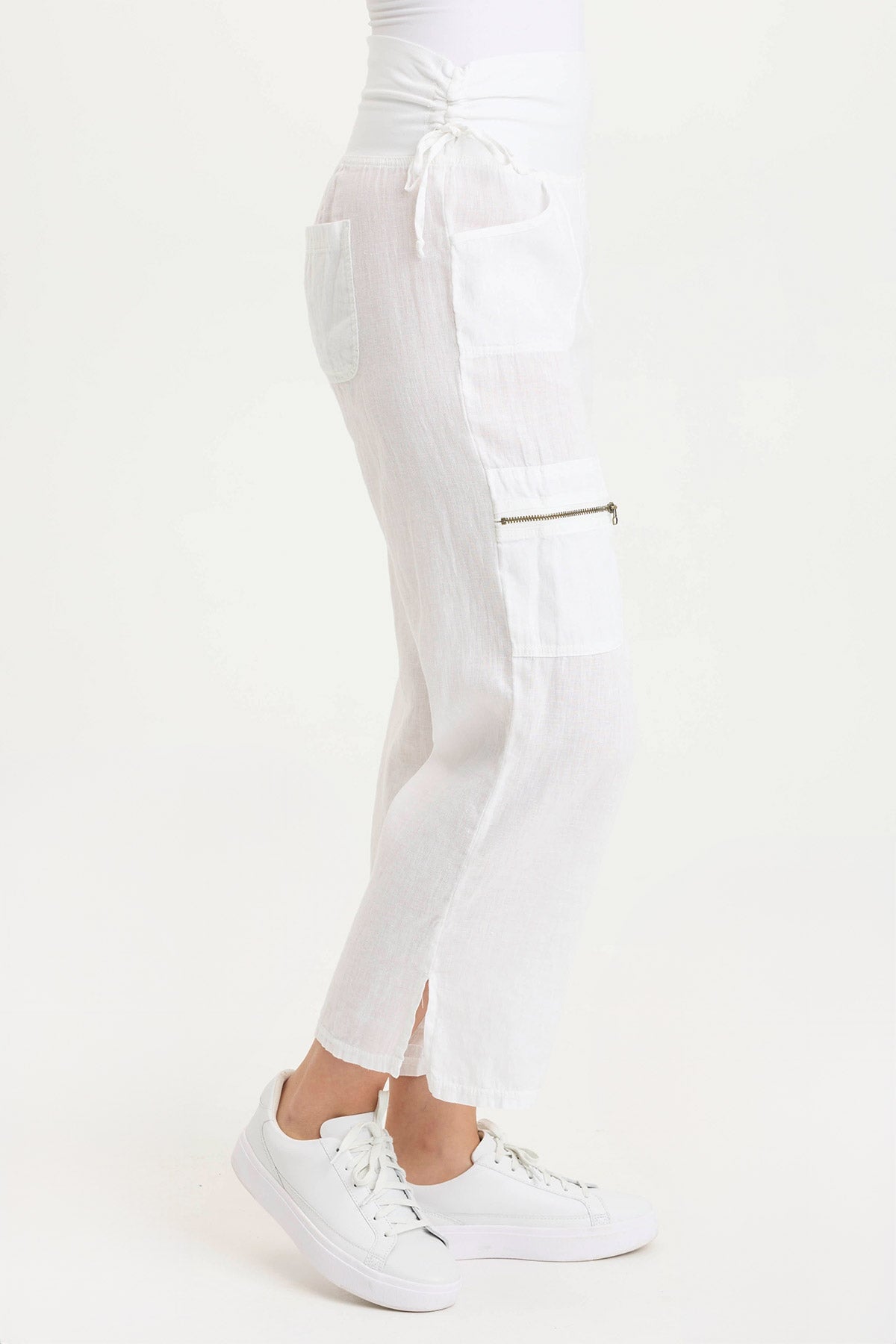 Amica High-Waisted Relaxed Cargo Pant White - XCVI
