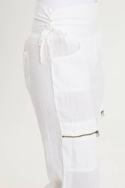 Amica High-Waisted Relaxed Cargo Pant White - XCVI