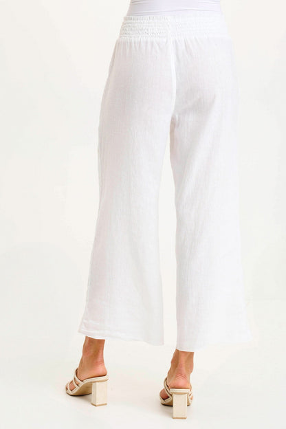 Rokel Linen/Crochet Breezy Wide Leg Pant White - XCVI