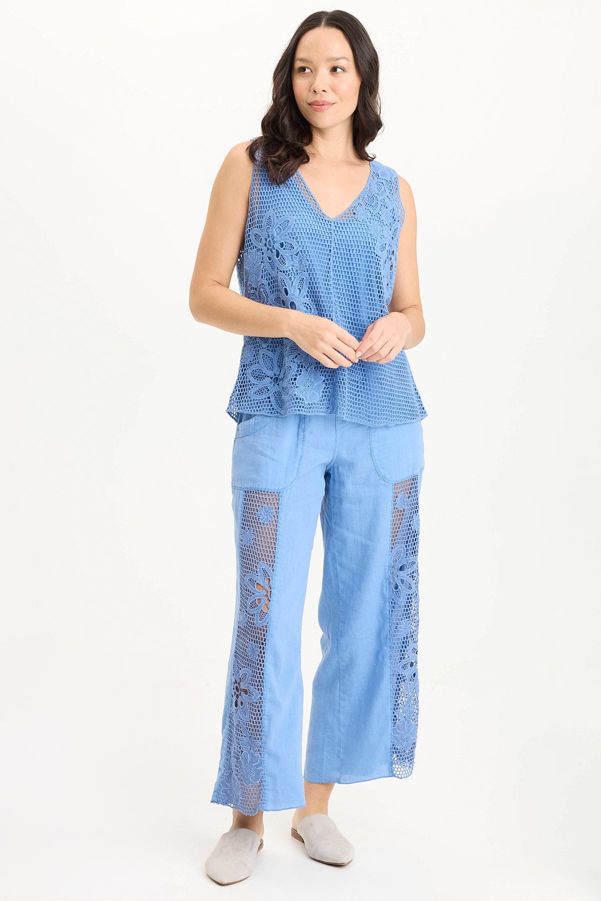 Rokel Crochet Breezy Wide Leg Pant Shasta Lake - XCVI