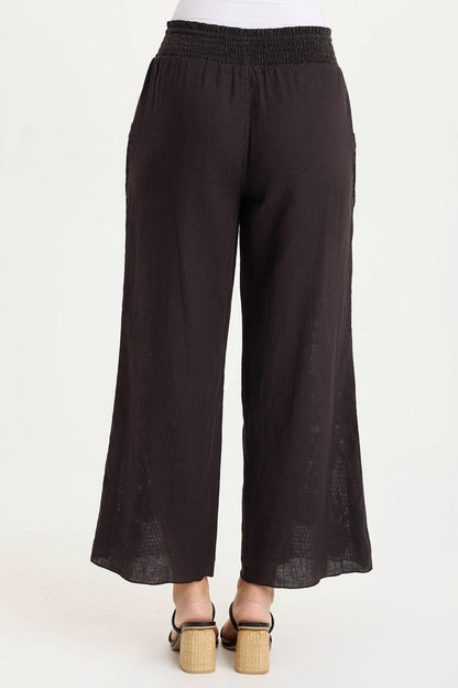 Rokel Crochet Breezy Wide Leg Pant Black - XCVI