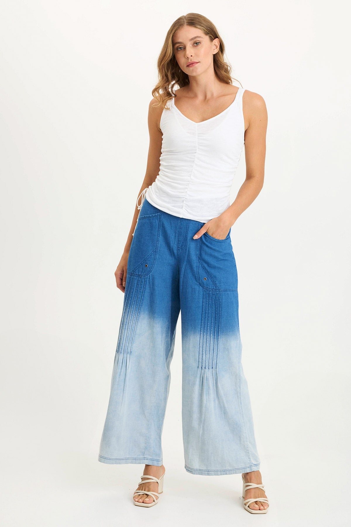 Ralston Mock-Denim Wide-Leg Flowy Pant Vacillate Wash - XCVI