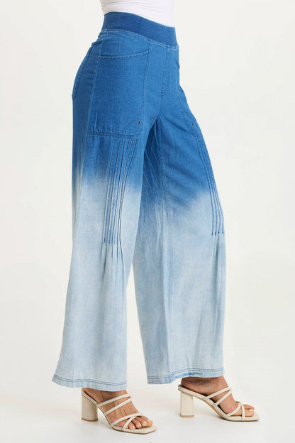 Ralston Mock-Denim Wide-Leg Flowy Pant Vacillate Wash - XCVI
