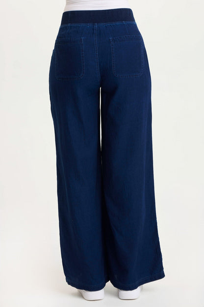 Ralston Mock-Denim Wide-Leg Flowy Pant Sluice Wash - XCVI