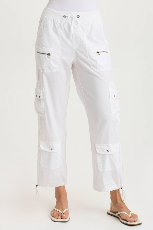 Langley Poplin Cinched Relaxed Fit Cargo Pant White - XCVI