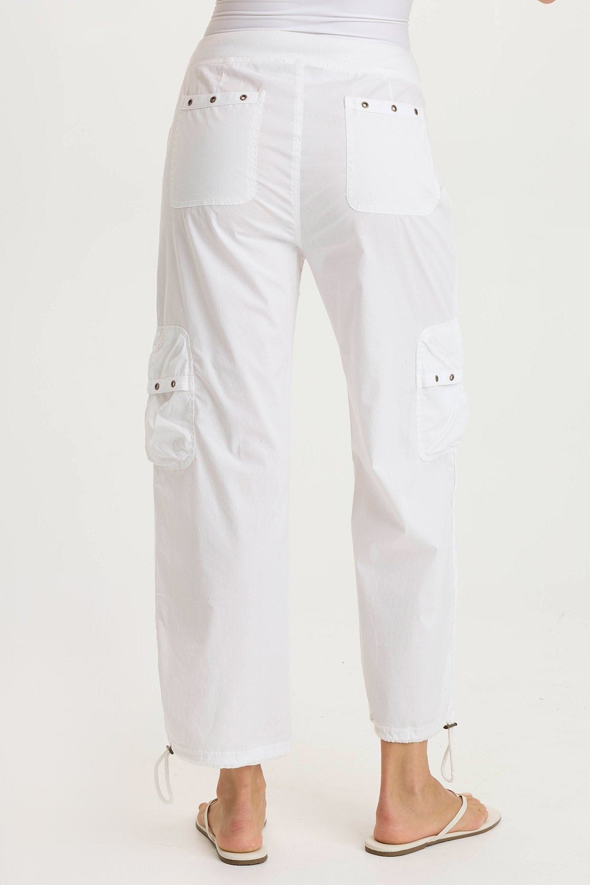 Langley Poplin Cinched Relaxed Fit Cargo Pant White - XCVI